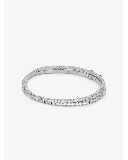 Michael Kors White Precious Metal-Plated Brass Double Wrap Tennis Bracelet