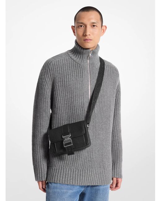 Michael Kors Black Hudson Pebbled Leather Crossbody Bag for men