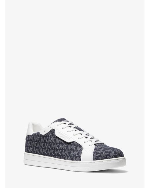 catelyn denim logo jacquard and metallic stripe sneaker