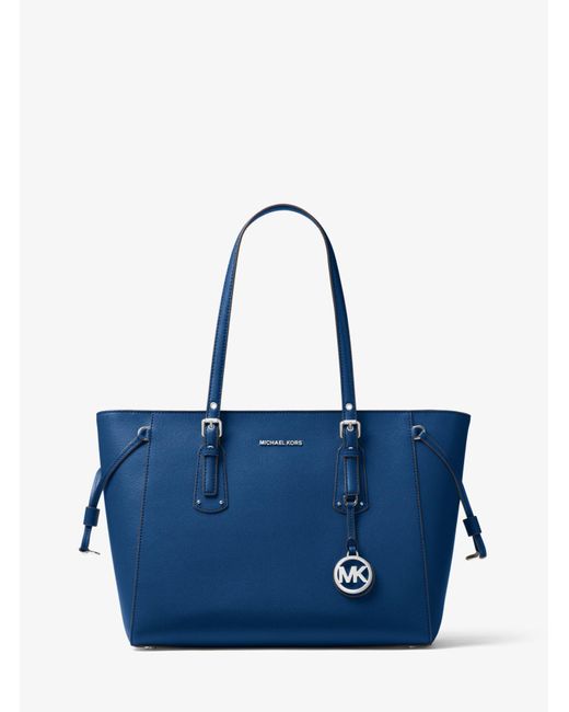 Michael Kors Voyager Medium Crossgrain Leather Tote Bag in Blue Lyst