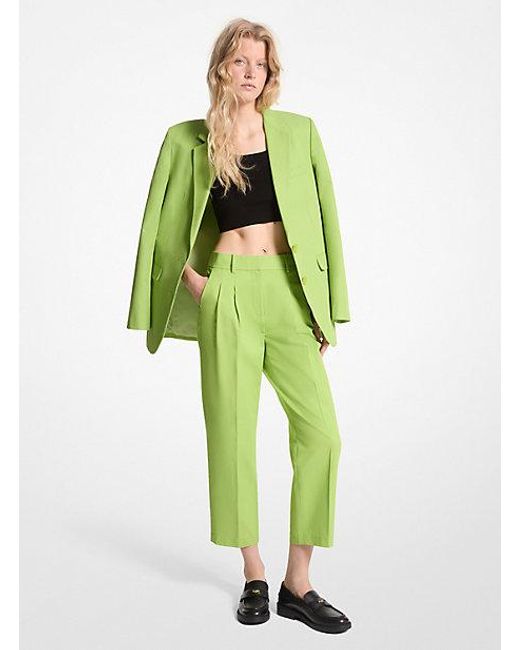 Michael Kors Green Cotton Blend Twill Cropped Pants