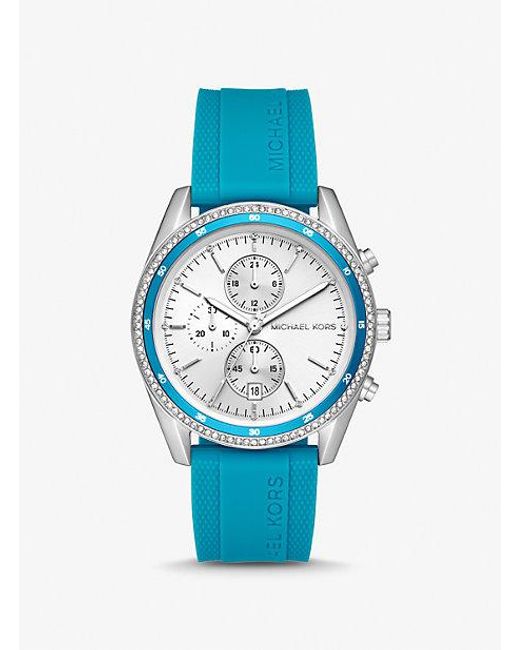 Michael Kors Blue Hadyn Chronograph Silicone Watch 42mm