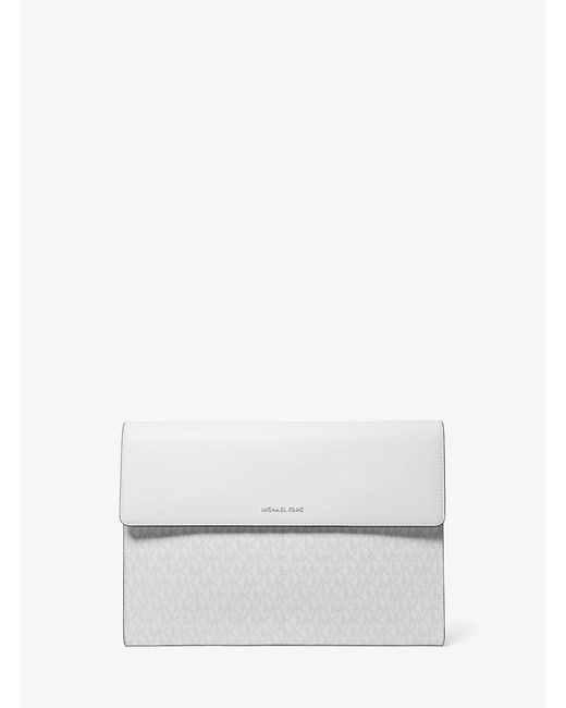 MICHAEL Michael Kors White Mk Jet Set Signature Logo Laptop Case