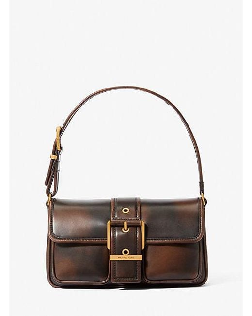 Michael Kors Blue Colby Medium Burnished Leather Shoulder Bag