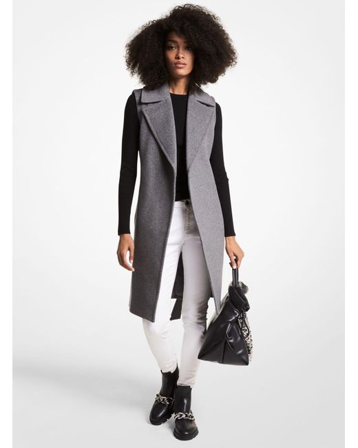 Michael Kors Wool Blend Wrap Vest in Gray Lyst