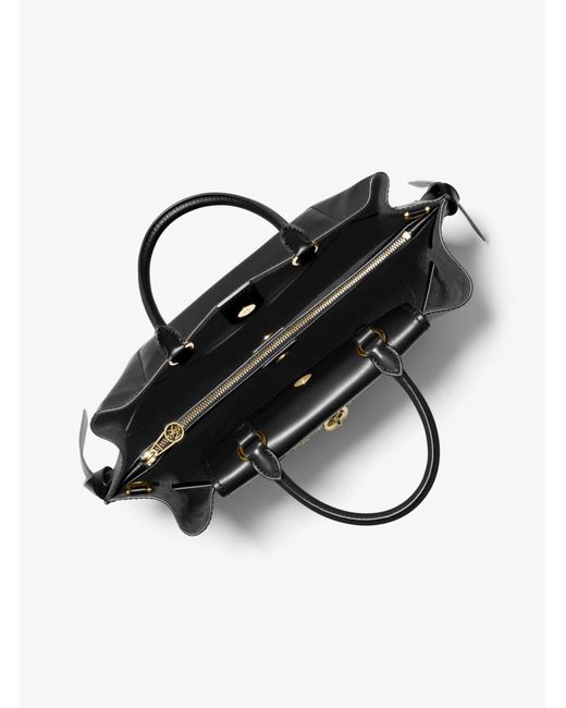 Michael Kors Hamilton Legacy Large Leather Belted Satchel in Black 