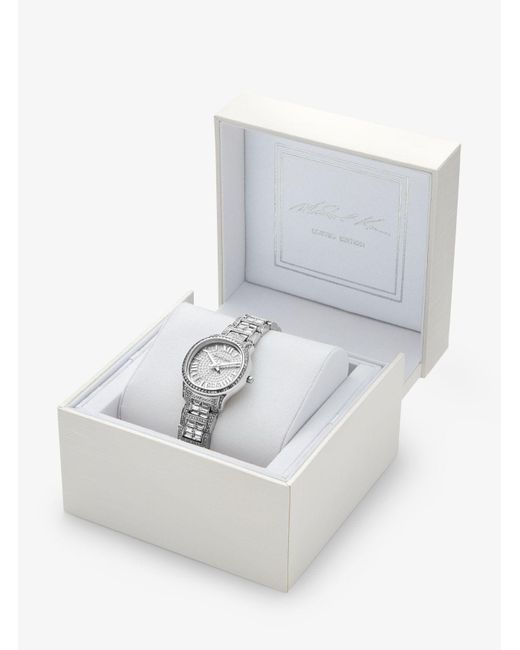Michael Kors White Mini-Armbanduhr Sage Im Silberton Mit Pavé – Limitierte Auflage