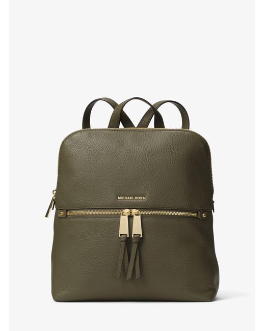 Michael Kors Green Rhea Medium Slim Leather Backpack