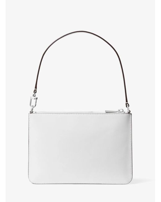 MICHAEL Michael Kors White Mk Jet Set Large Leather Convertible Zip Wristlet