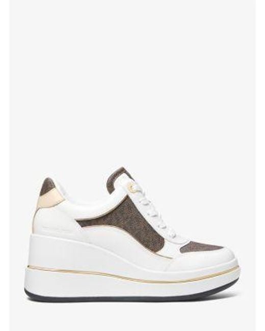 MICHAEL Michael Kors White Mk Emmy Signature Logo And Leather Wedge Trainer for men