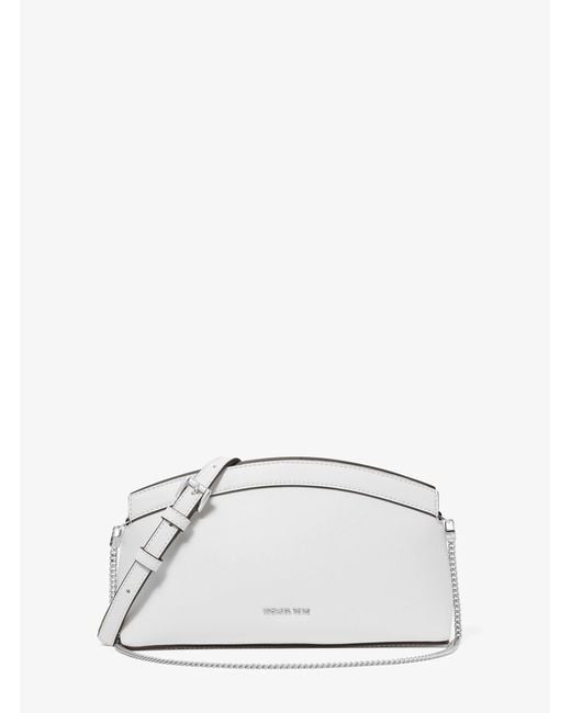 MICHAEL Michael Kors White Mk Athena Small Leather Convertible Clutch