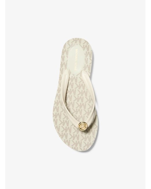 MICHAEL Michael Kors Natural Mk Posie Signature Logo Flip Flop