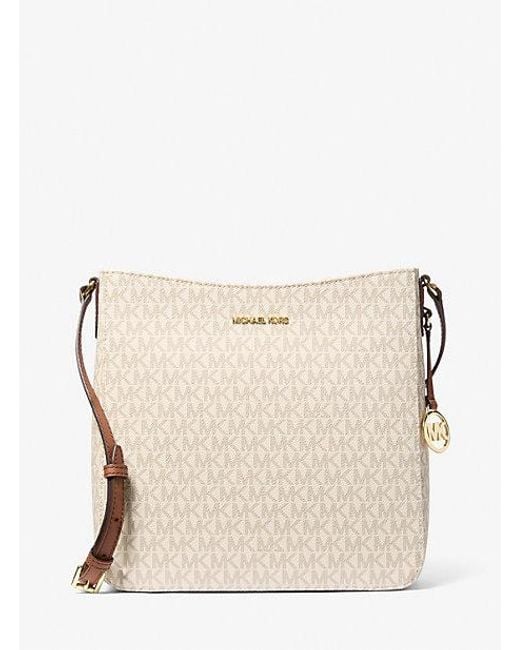 Michael Kors White Jet Set Travel Large Logo Messenger Bag