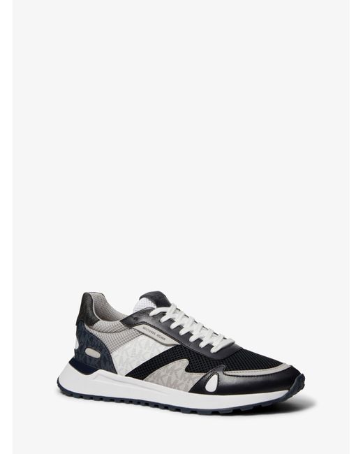 Michael Kors White Miles Color-block Logo And Mesh Trainer for men