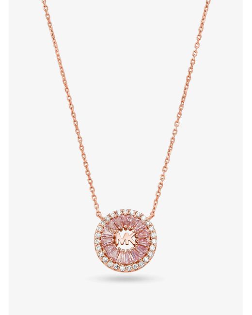 Michael Kors White Mk Precious Metal-Plated Sterling Pavé Halo Necklace