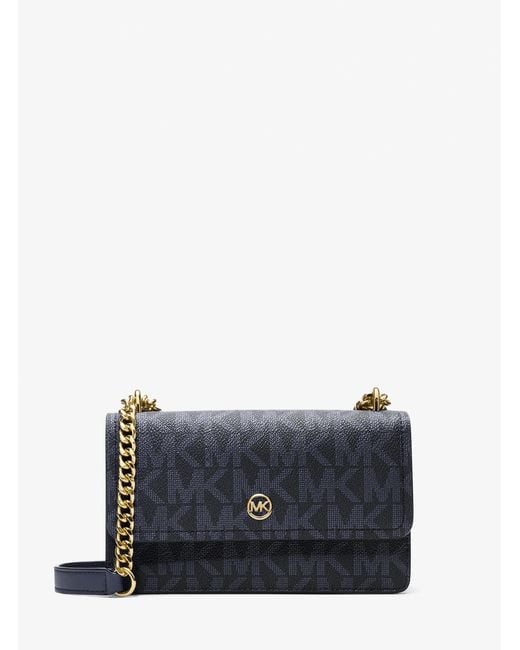 Michael Kors Outlet Gray Mk Abbott Small Signature Logo Shoulder Bag