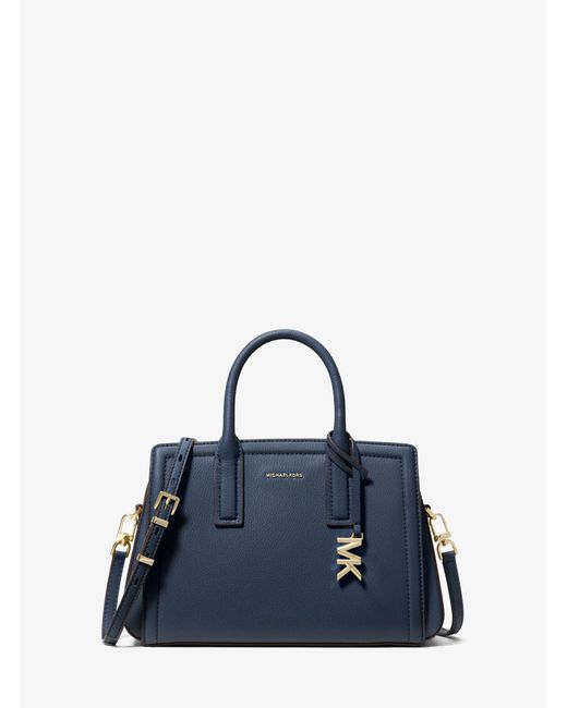 MICHAEL Michael Kors Blue Mk Laila Small Pebbled Leather Satchel