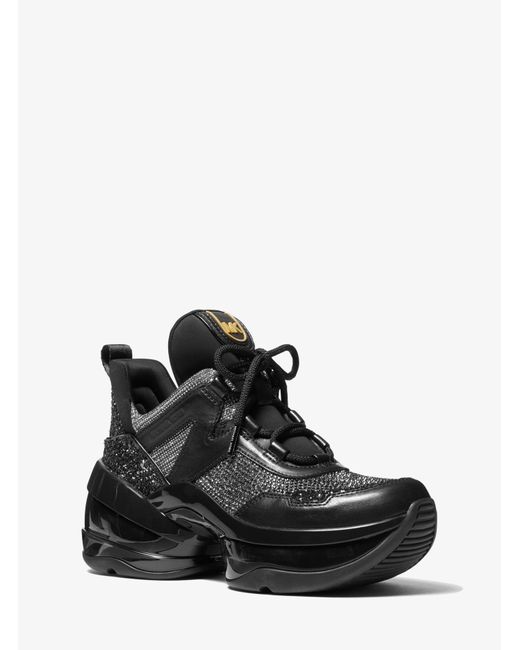michael michael kors hero leather and mesh trainer