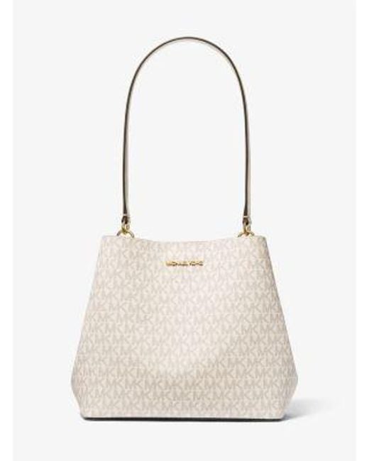 Michael Kors Natural Pratt Medium Signature Logo Shoulder Bag
