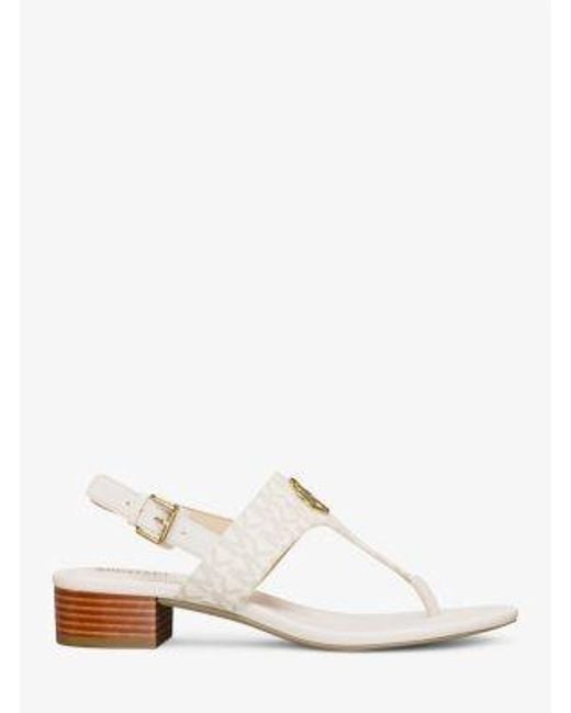 Michael Kors White Hannah Signature Logo T-Strap Sandal