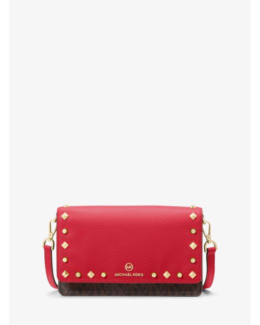 Michael Kors Jet Set Small Studded Faux Leather And Logo Smartphone