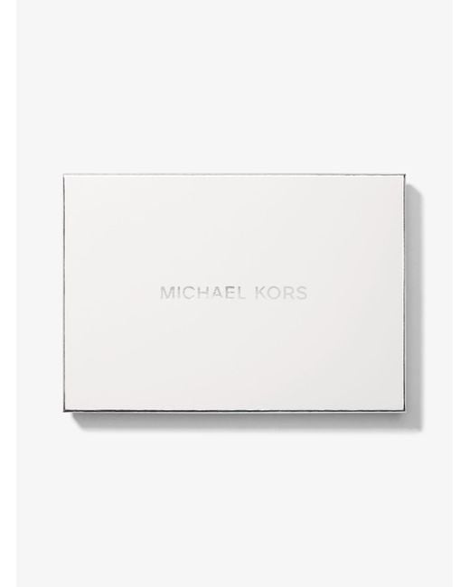 Michael Kors White Mk Large Metallic Pebbled Leather Wristlet