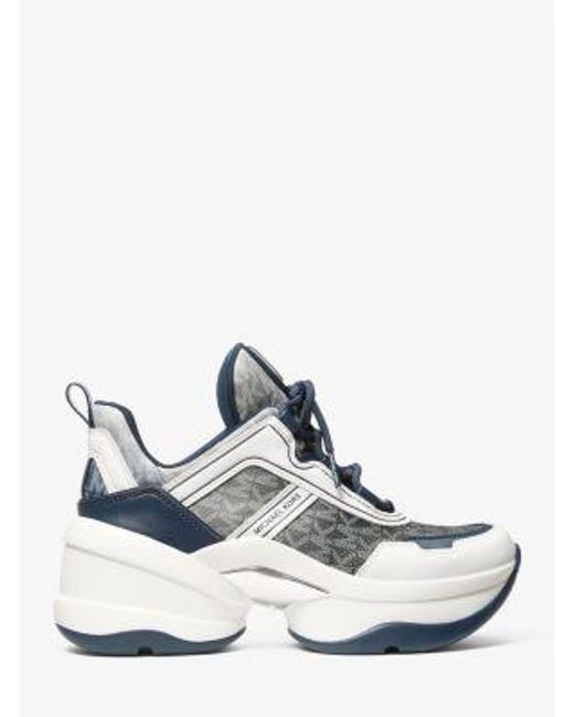 Michael Kors White Olympia Ombré Signature Logo Trainer