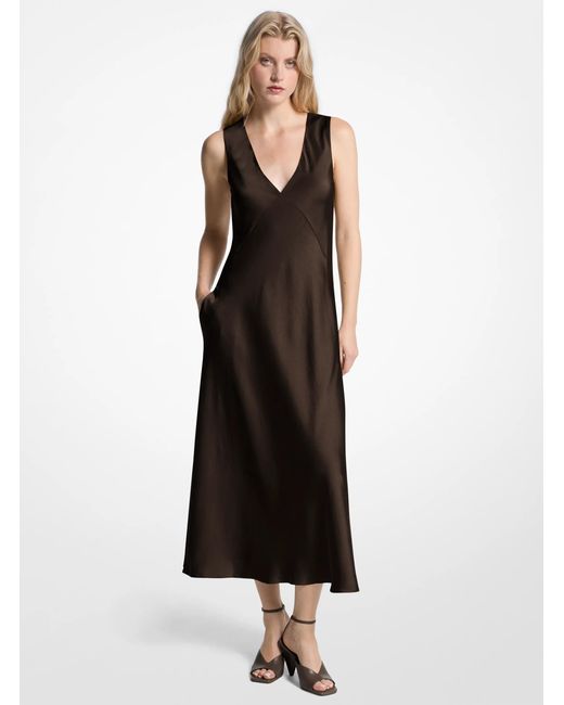 MICHAEL Michael Kors Black Mk Satin Midi Dress