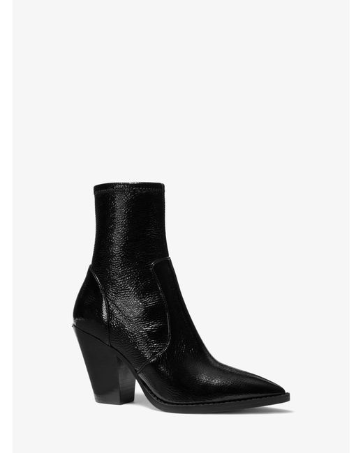 Michael Kors Dover Crinkle Faux Leather Boot in Black | Lyst