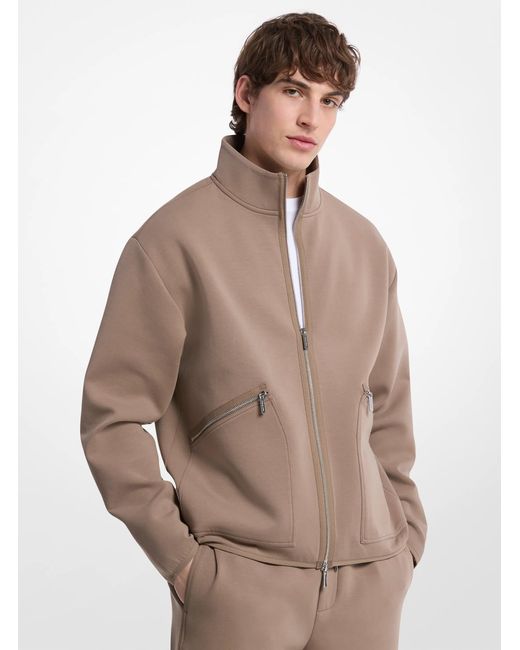 Michael Kors Brown Mk Cotton Blend Zip-Up Jacket for men