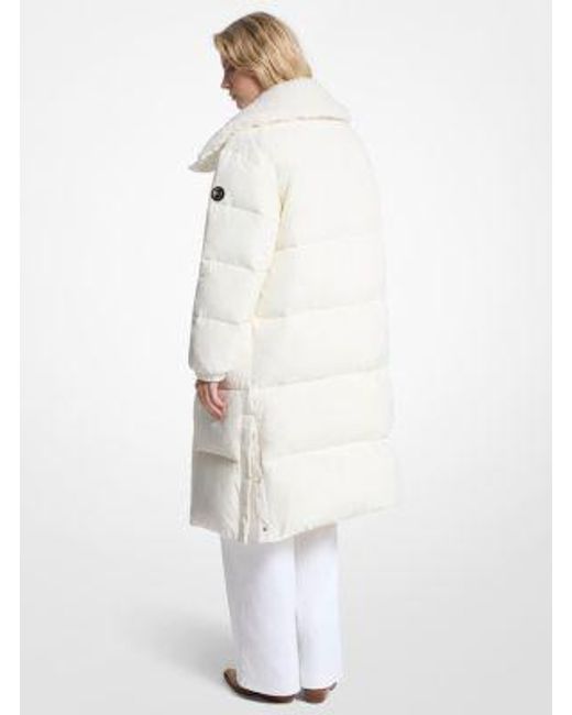 Michael Kors White Packable Quilted Nylon Puffer Coat