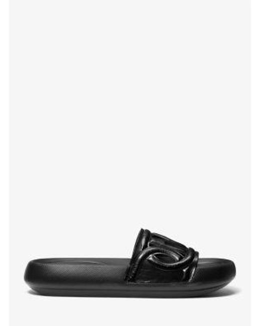 Michael Kors Black Splash Leather Slide Sandal