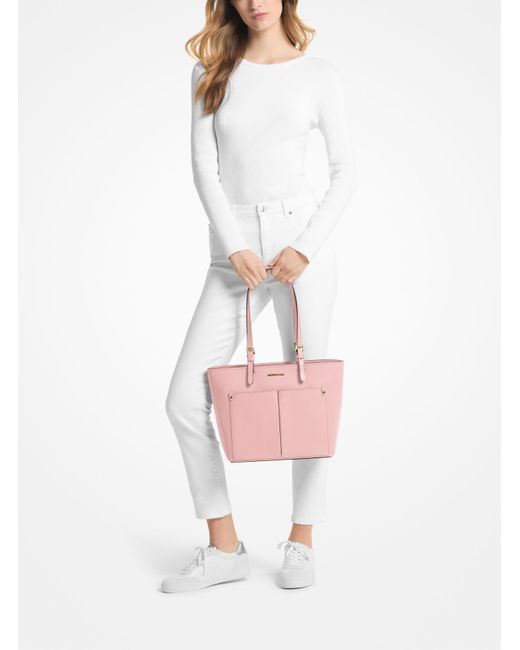 Michael Kors Pink Jet Set Medium Pocket Tote Bag