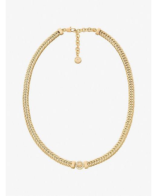 Michael Kors White Pavé Logo Foxtail Chain Necklace