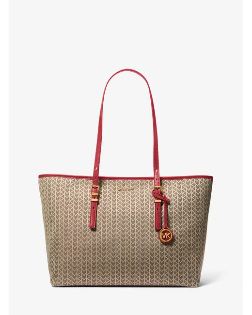 Borsa Tote Quinn Grande Con Logo Jacquard Mk2000 di MICHAEL Michael Kors in White