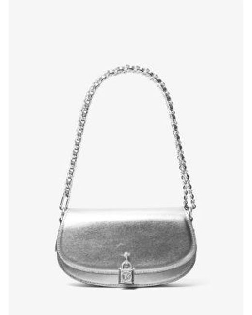 MICHAEL Michael Kors Gray Mk Mila Small Metallic Leather Shoulder Bag