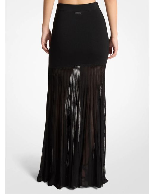 MICHAEL Michael Kors Black Mk Stretch Knit Semi-Sheer Maxi Skirt