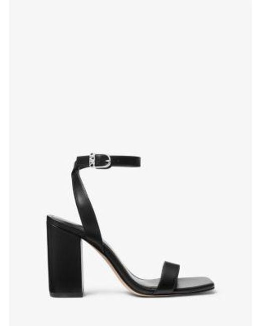 Michael Kors White Merriam Leather Block Heel Sandal