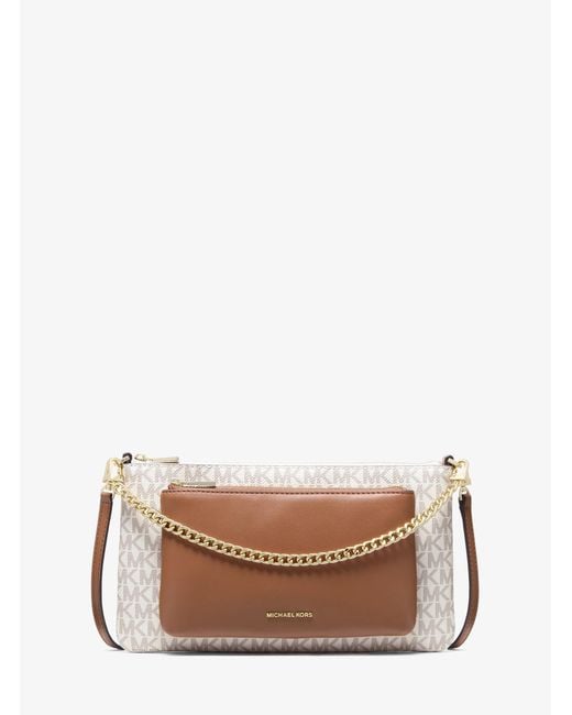 MICHAEL Michael Kors Brown Mk Jet Set Medium Signature Logo Convertible Crossbody Bag