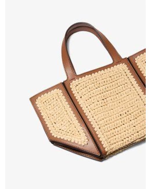 Michael Kors Natural Jordi Small Hand-Crocheted And Leather Tote Bag