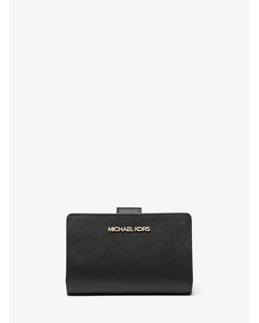 Michael Kors Outlet White Medium Crossgrain Leather Wallet