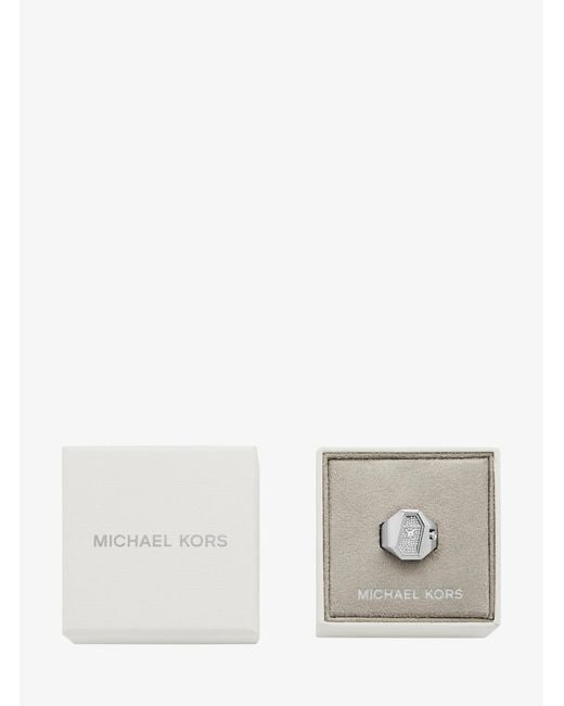 Michael Kors White Mk Suri Pavé-Tone Ring Watch