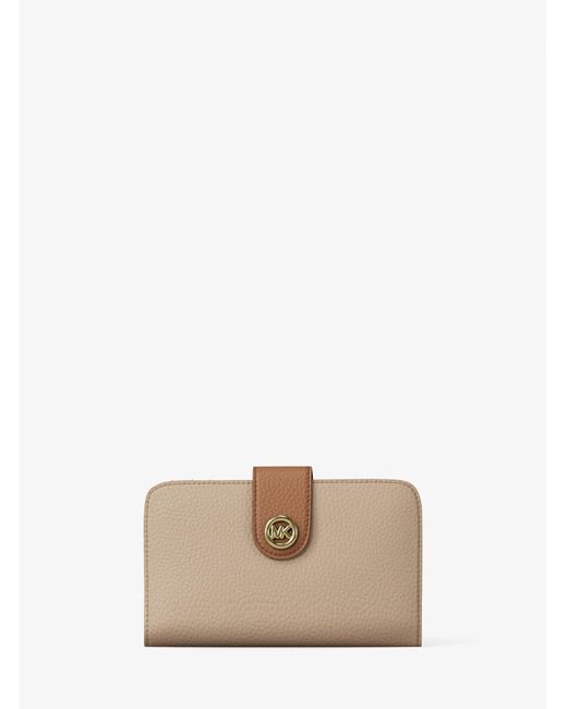 MICHAEL Michael Kors Natural Mk Pop Charm Medium Color-Block Pebbled Leather Logo Wallet