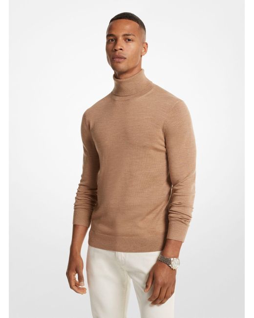 Michael Kors Brown Merino Wool Turtleneck Sweater for men