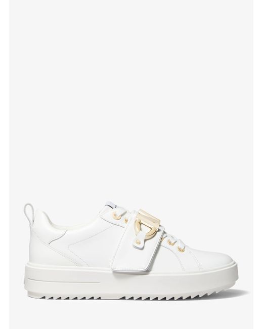 Michael Kors Emmett Logo Embellished Leather Trainers in White | Lyst UK