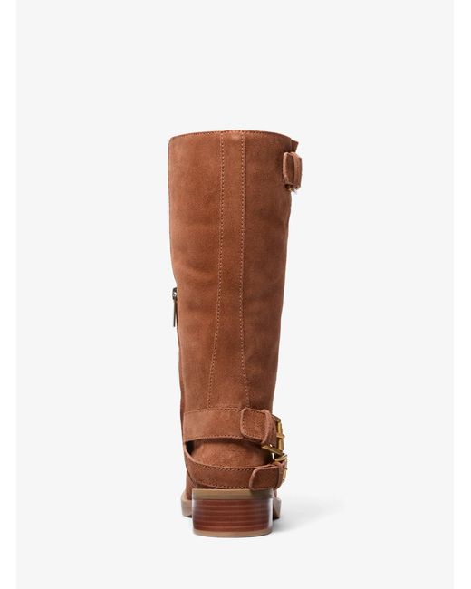 MICHAEL Michael Kors Brown Suede Moto Shearling-Lined Boots