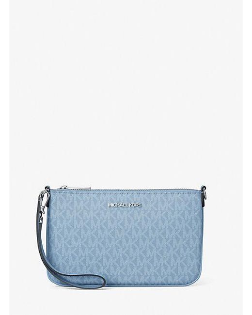 Michael Kors Blue Jet Set Small Signature Logo Convertible Wristlet