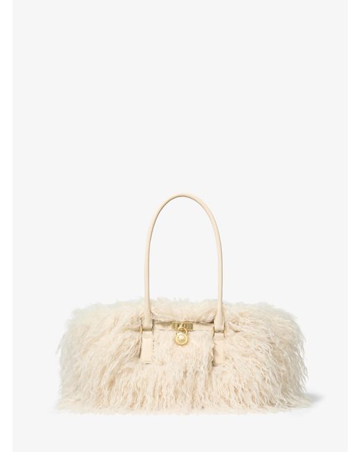 MICHAEL Michael Kors Natural Mk Hamilton Moderne Small Faux Shearling Satchel