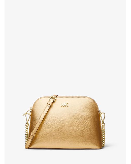 Large Crossgrain Leather Dome Crossbody Bag Blackout