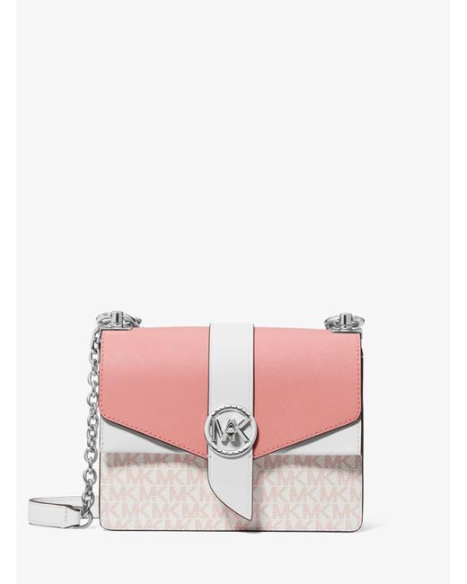 MICHAEL Michael Kors Pink Greenwich Small Two-tone Logo And Saffiano Leather Crossbody Bag